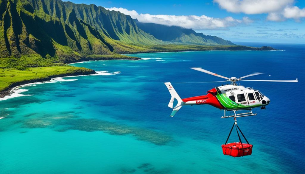 Helicopter rescue operation in Hawaii